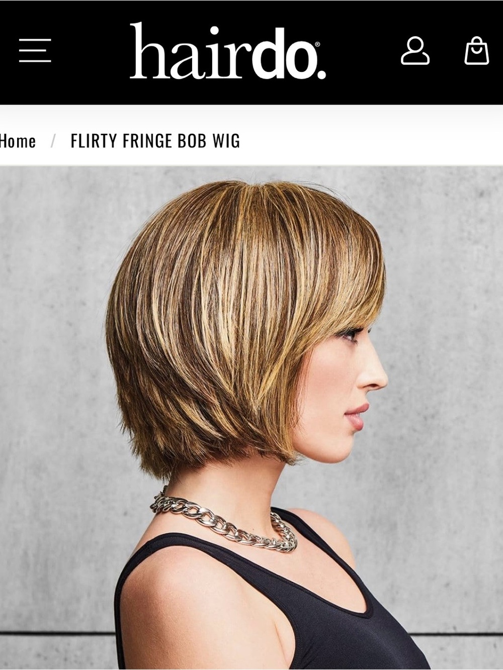 Flirty Fringe Bob Wig -by Hairdo. Glazed Mocha color w/ blonde highlights. - Picture 5 of 10